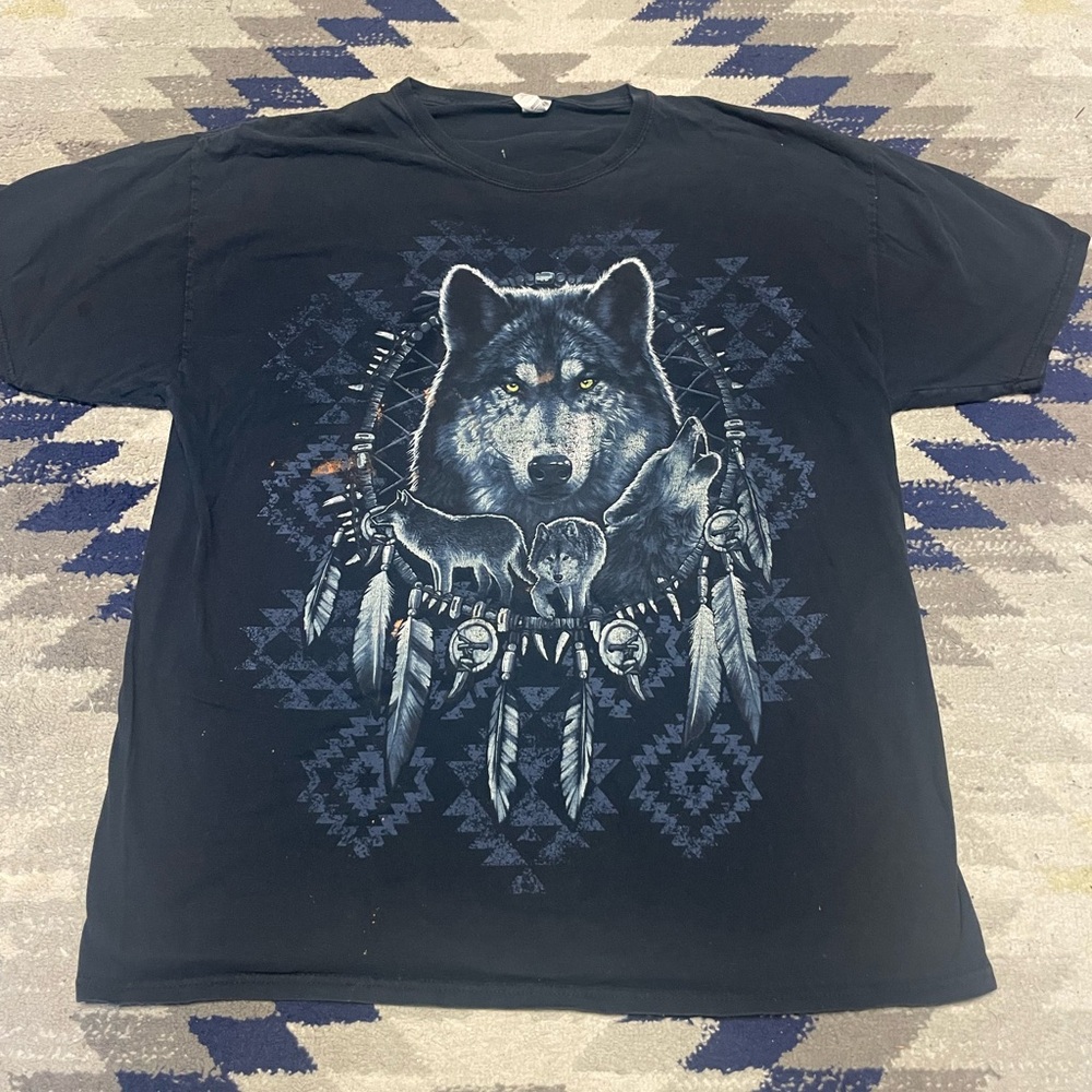 Vintage T Black Graphic Wolf T-Shirt
